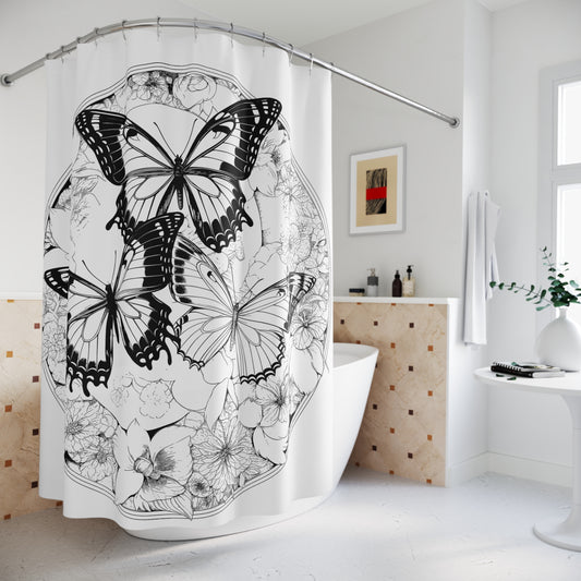 Butterfly Pen & Ink Art Shower Curtain