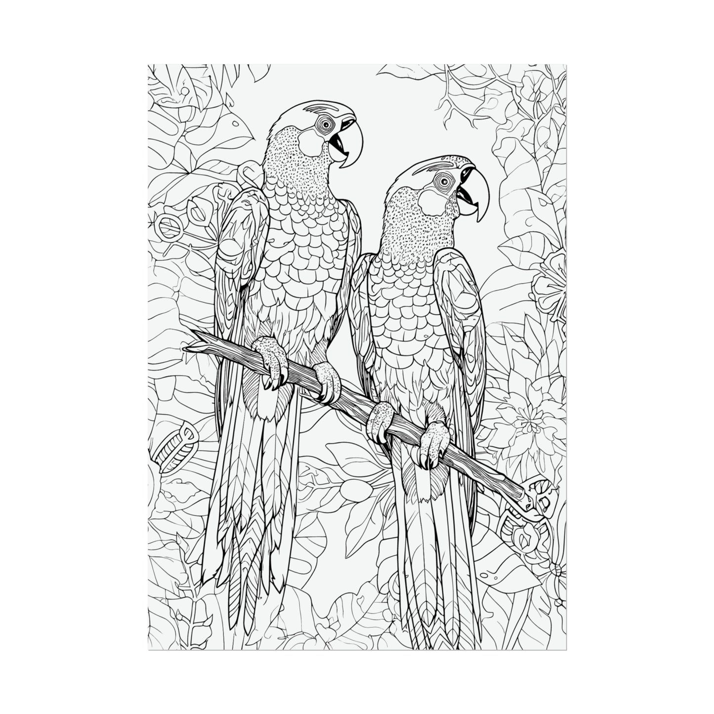 Macaw Parrots Exotic Bird Coloring Art Posters