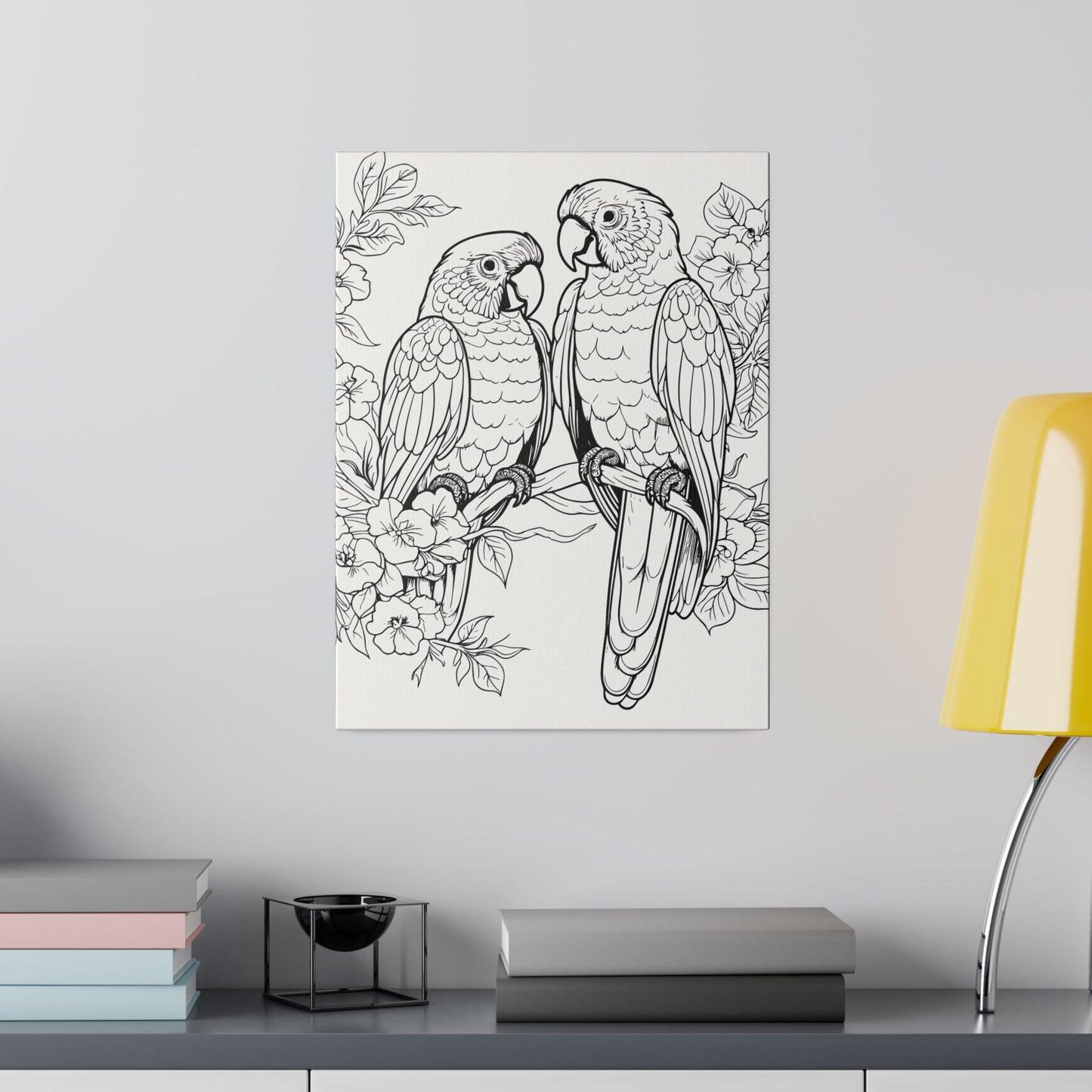 Lovebirds Coloring Canvas, Stretched, 0.75"