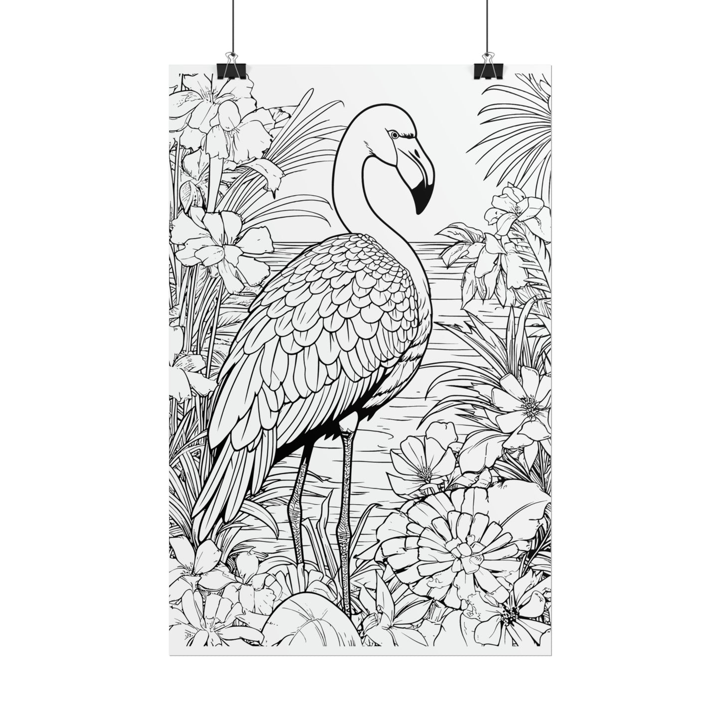 Flamingo Exotic Bird Coloring Art Posters