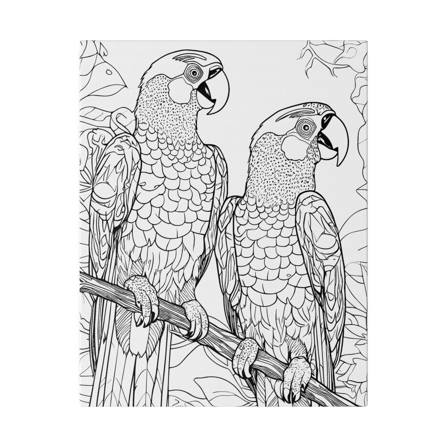 Macaw Parrots Coloring Canvas, Stretched, 0.75"