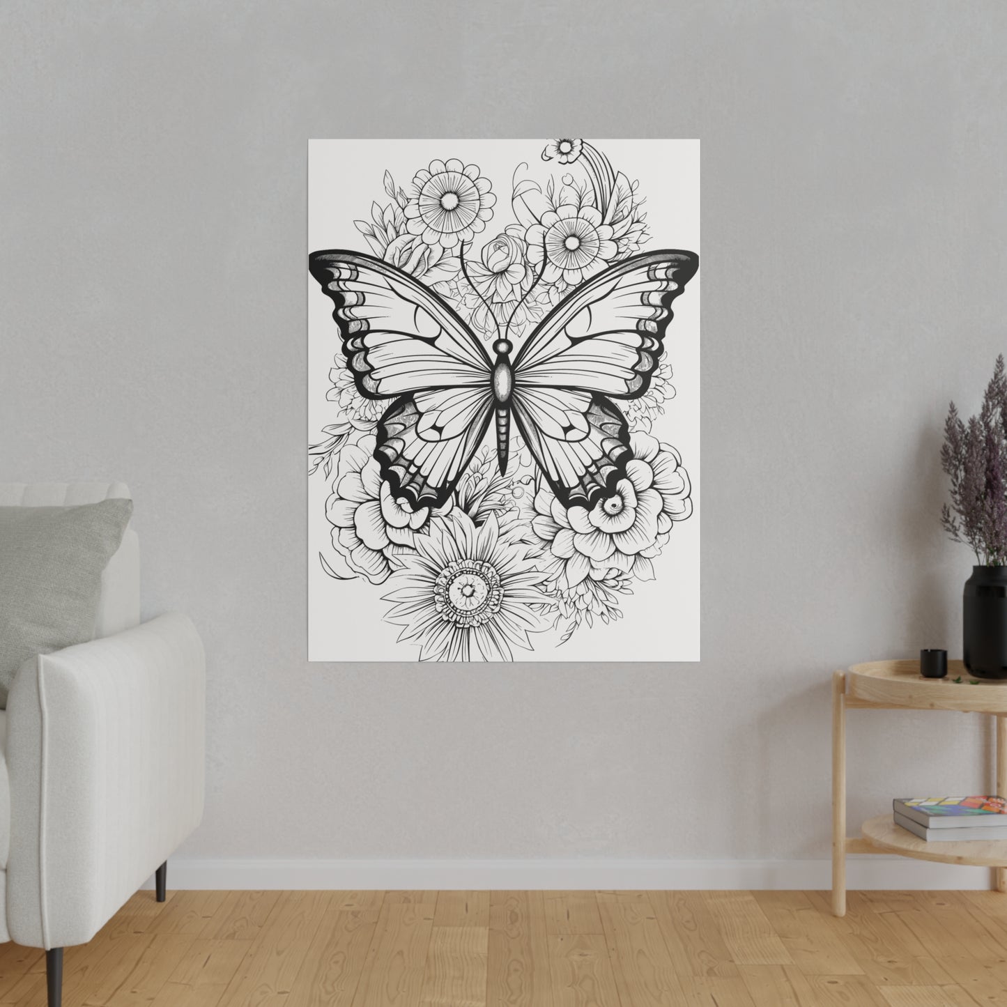 Butterfly Coloring Canvas, Stretched, 0.75"