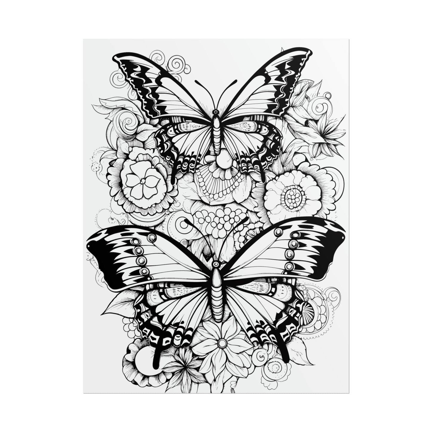 Butterfly Coloring Art Posters