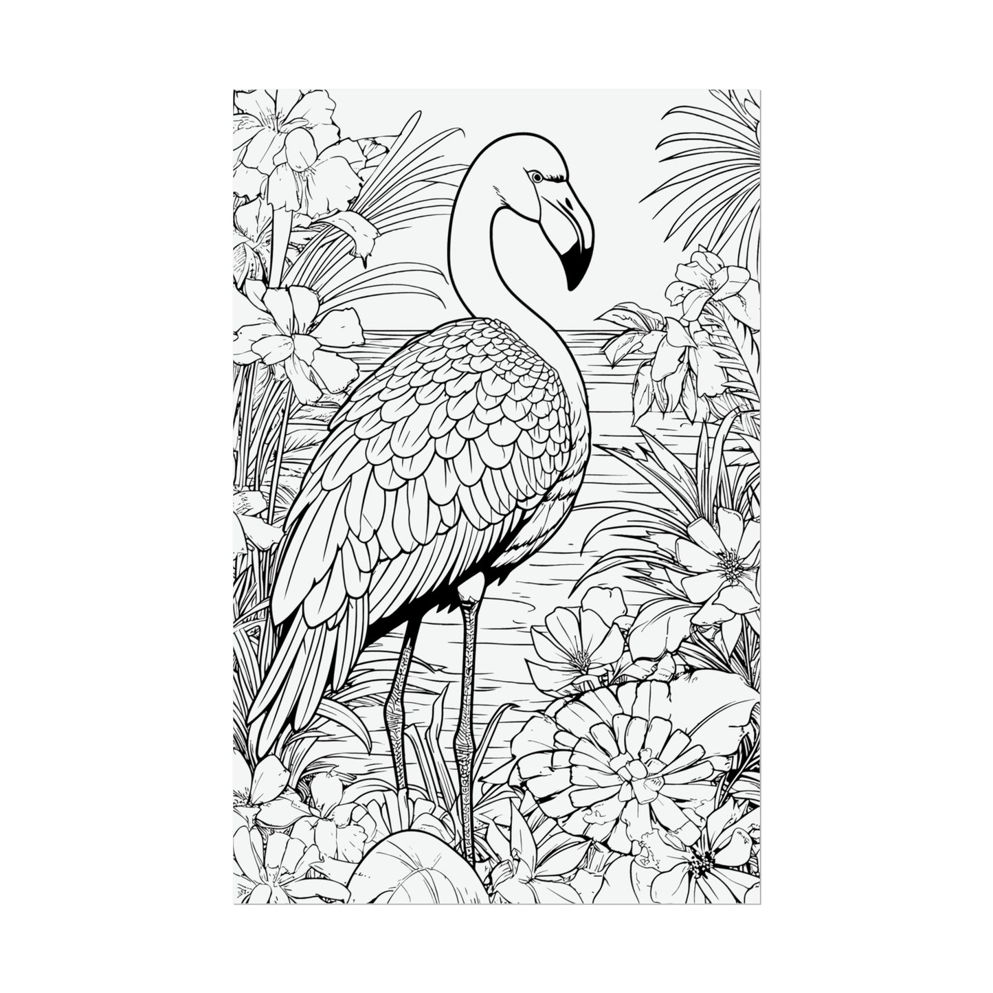 Flamingo Exotic Bird Coloring Art Posters