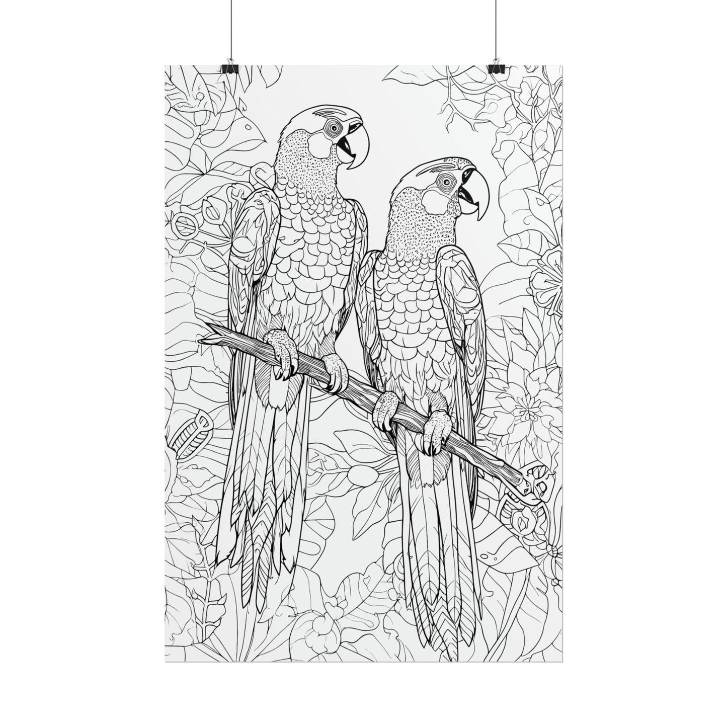 Macaw Parrots Exotic Bird Coloring Art Posters