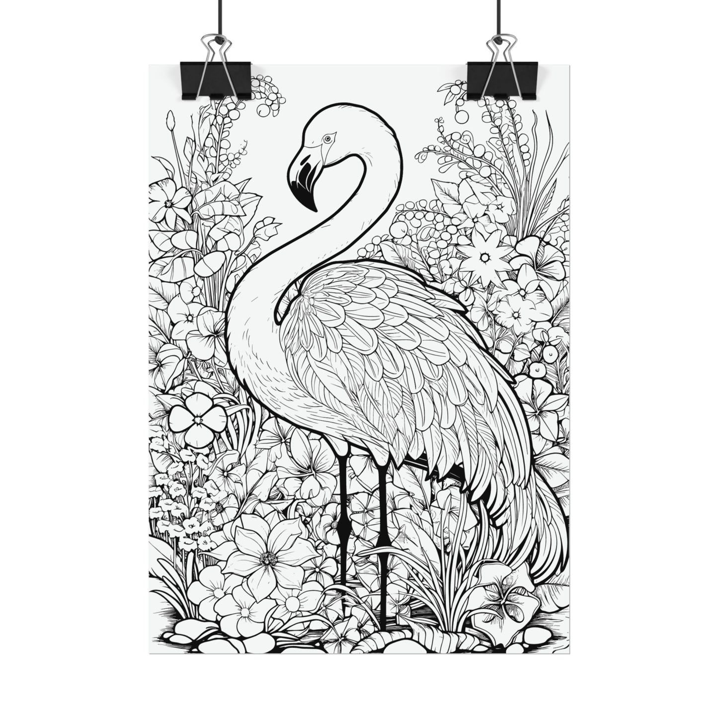 Flamingo Exotic Bird Coloring Art Posters