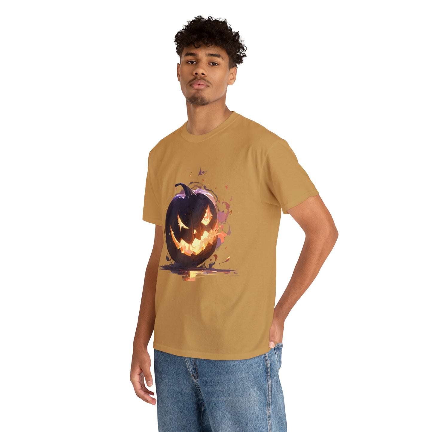 Halloween Scary Pumpkin Unisex Heavy Cotton Tee