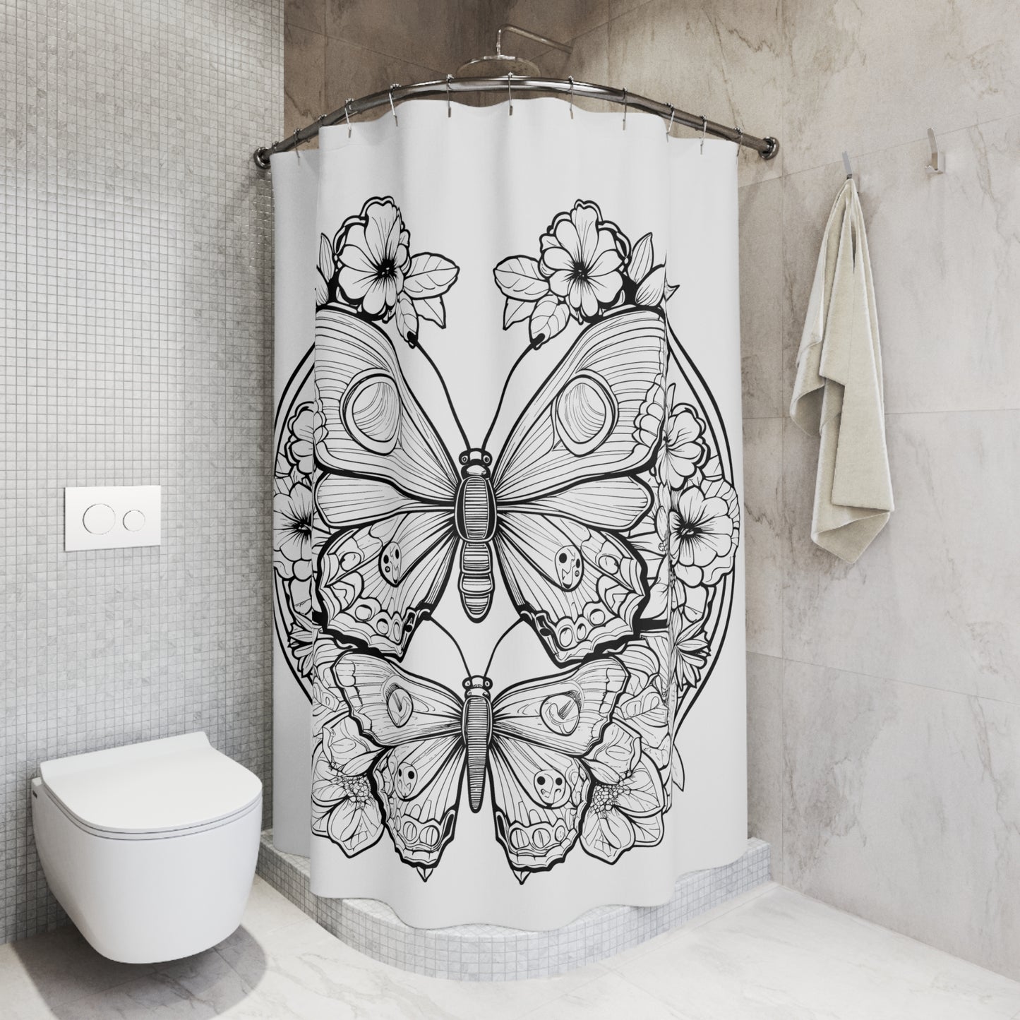 Butterfly Pen & Ink Art Shower Curtain