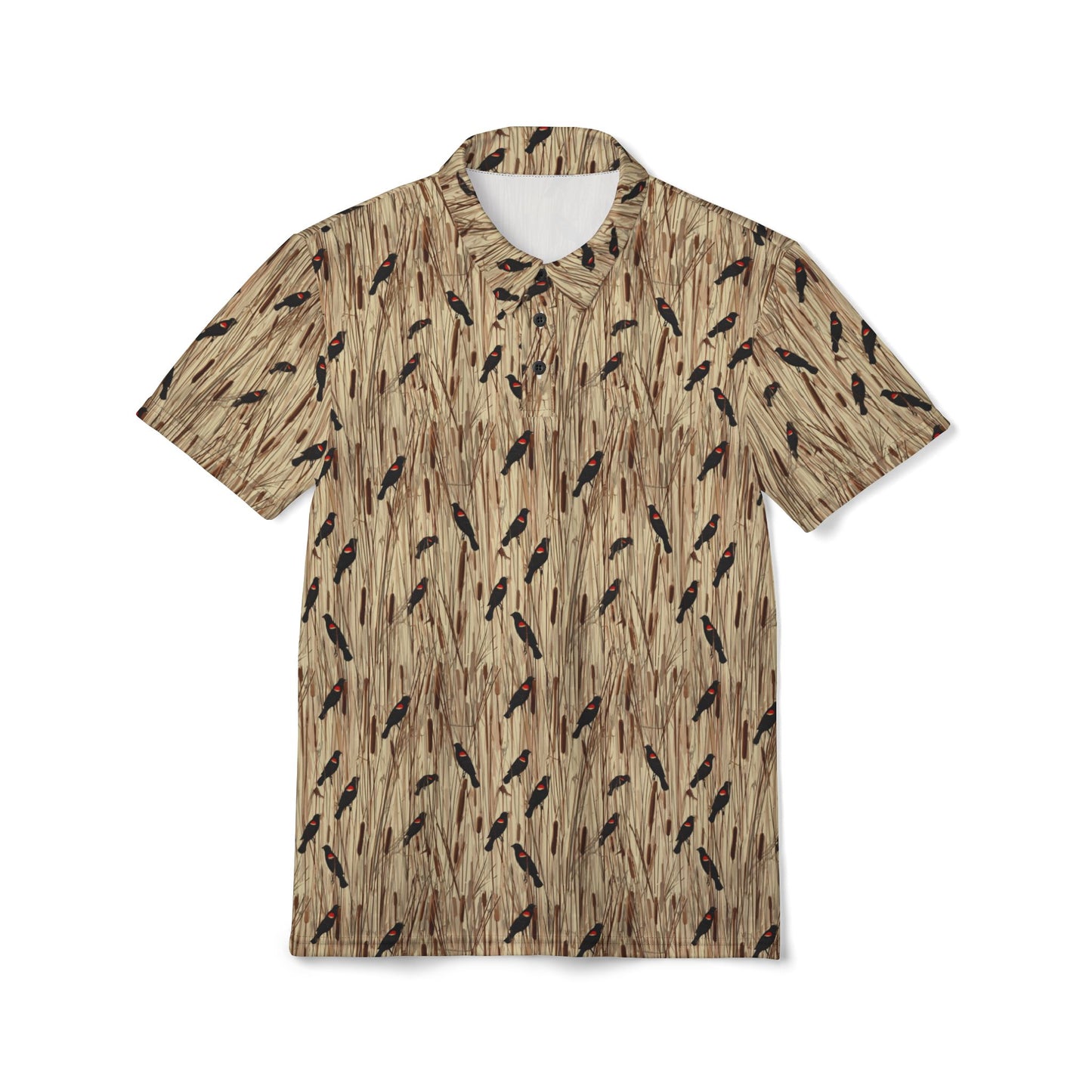 Redwinged Blackbirds and Cattails design Polo Shirt