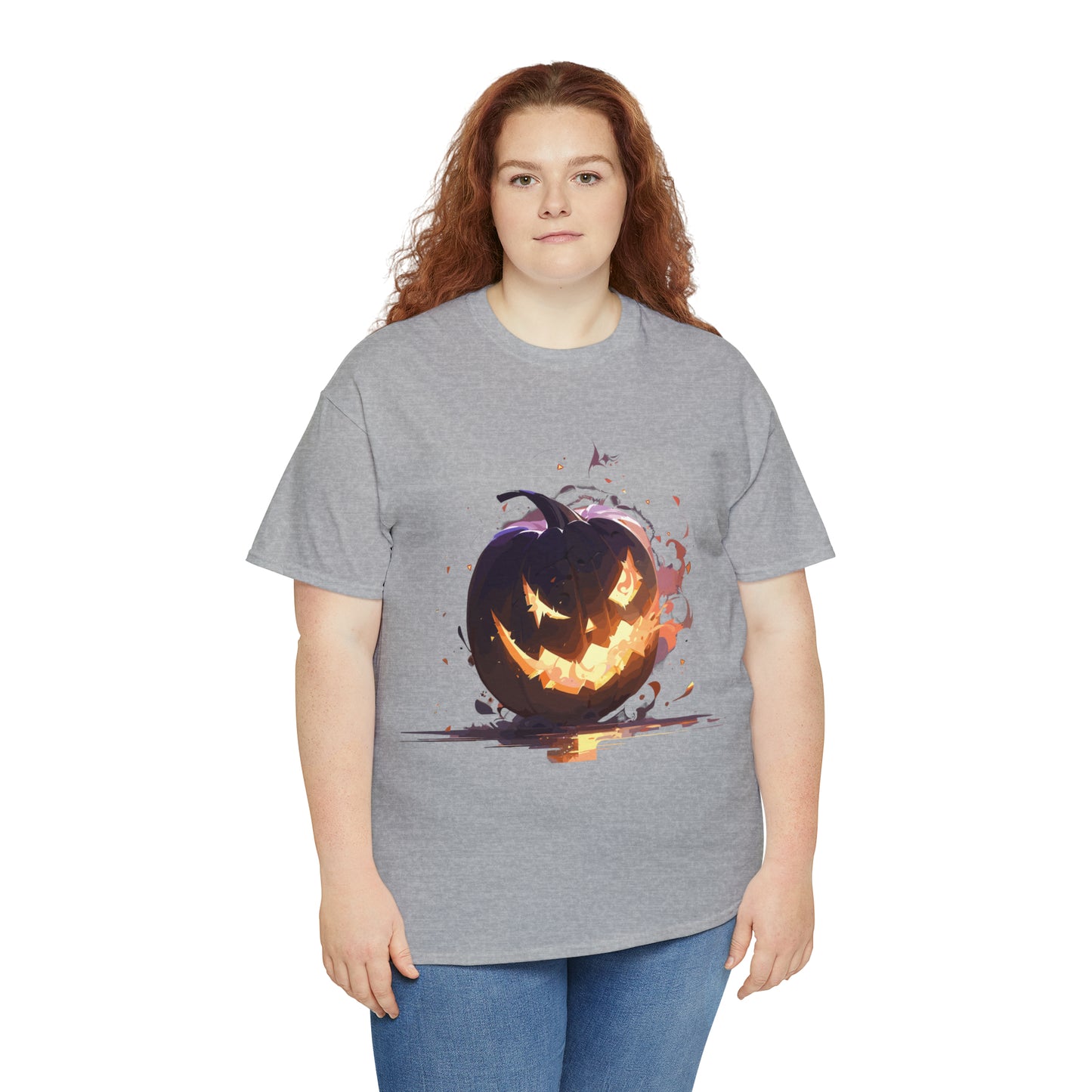 Halloween Scary Pumpkin Unisex Heavy Cotton Tee