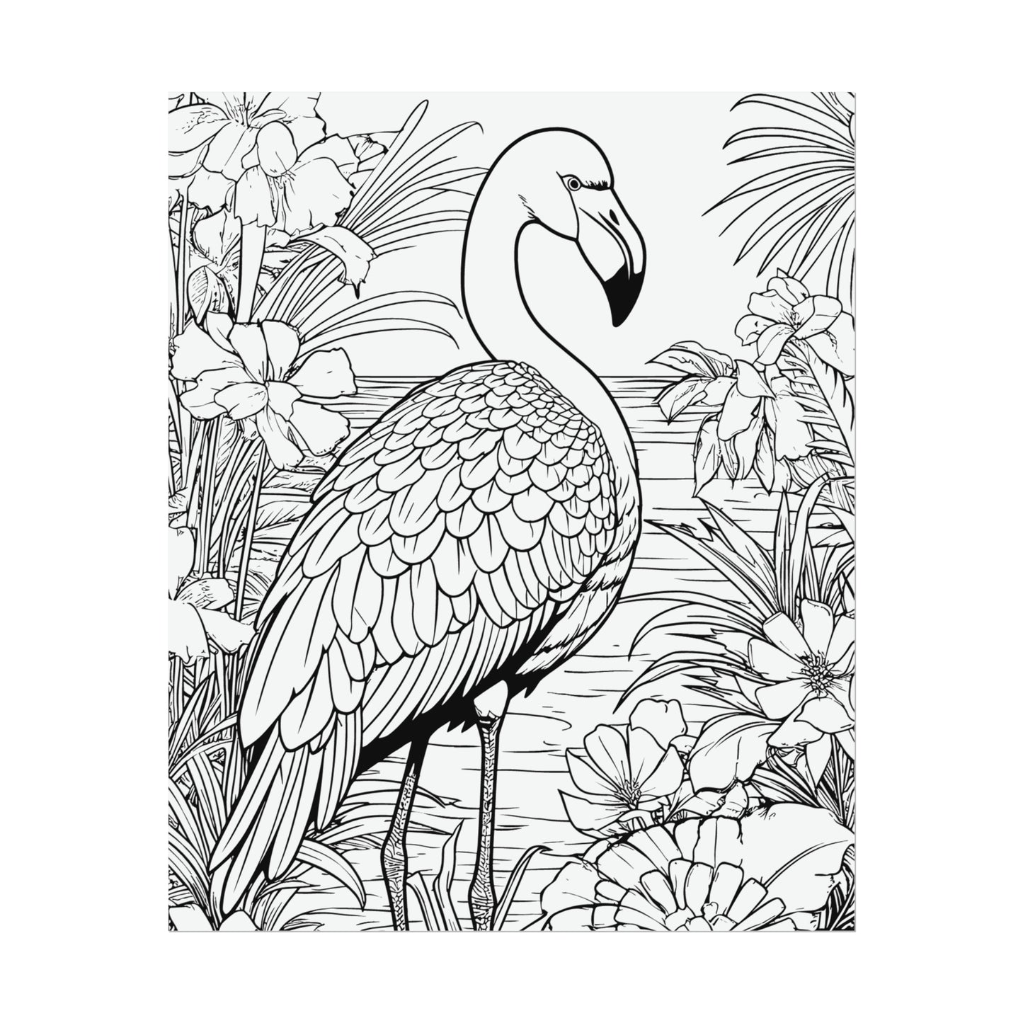 Flamingo Exotic Bird Coloring Art Posters