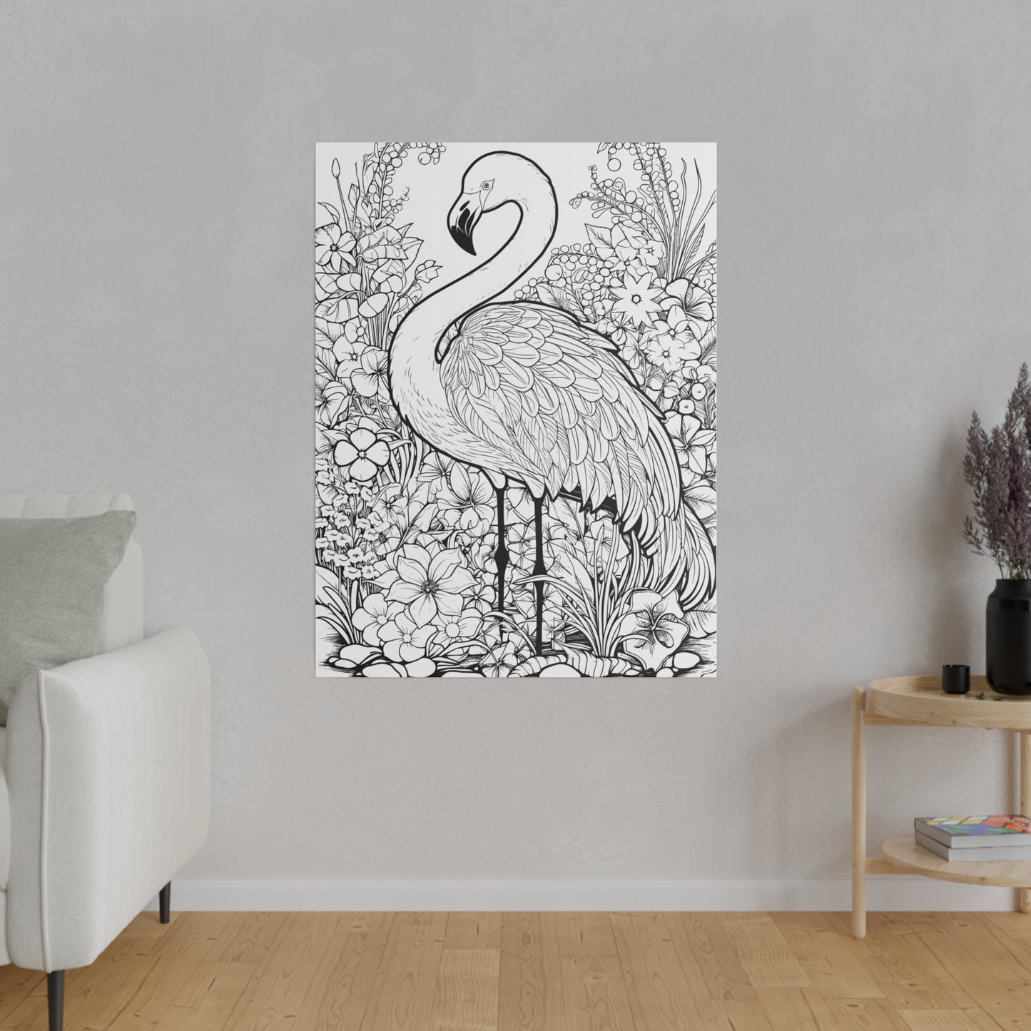 Copy of Flamingo Coloring Canvas, Stretched, 0.75"