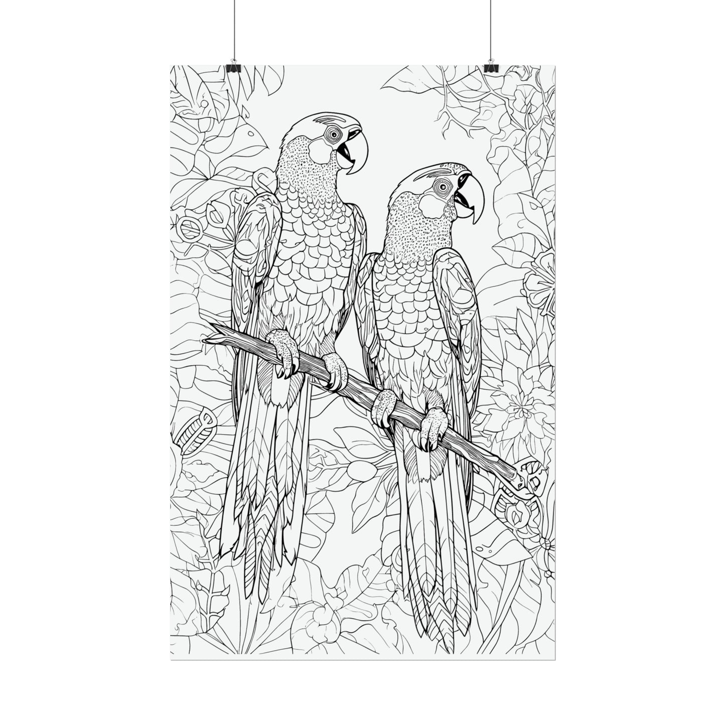 Macaw Parrots Exotic Bird Coloring Art Posters