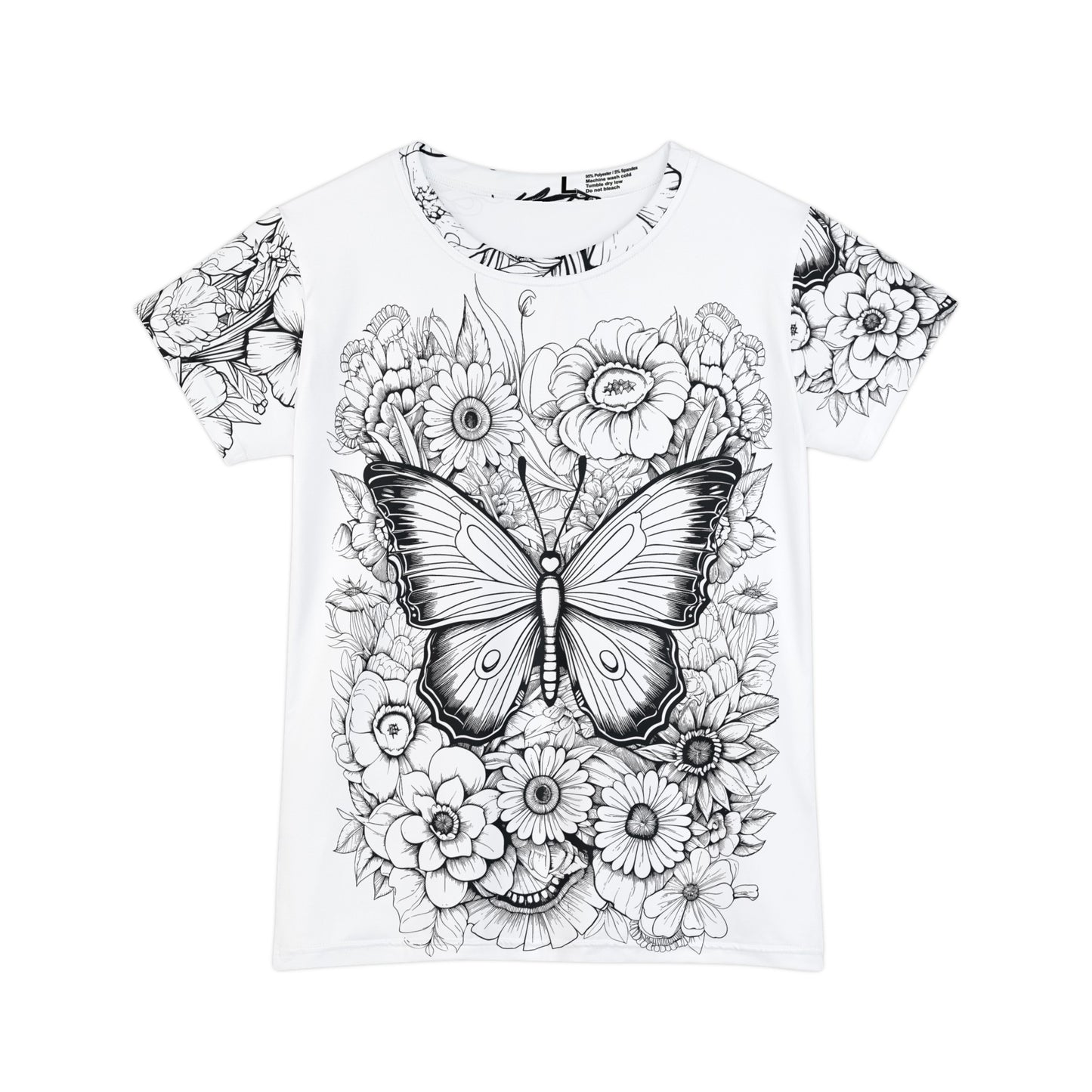 Butterfly Pen and Ink Art Women's Short Sleeve Shirt (AOP)