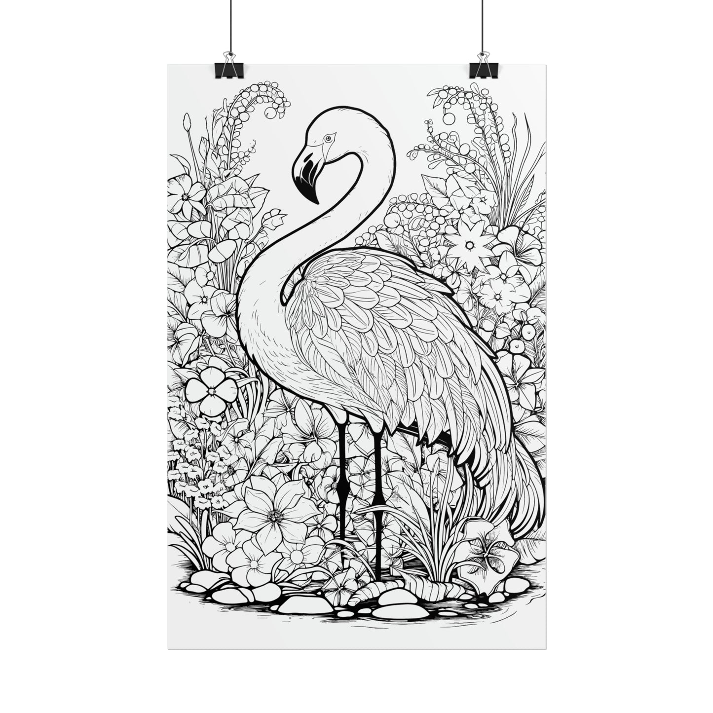 Flamingo Exotic Bird Coloring Art Posters