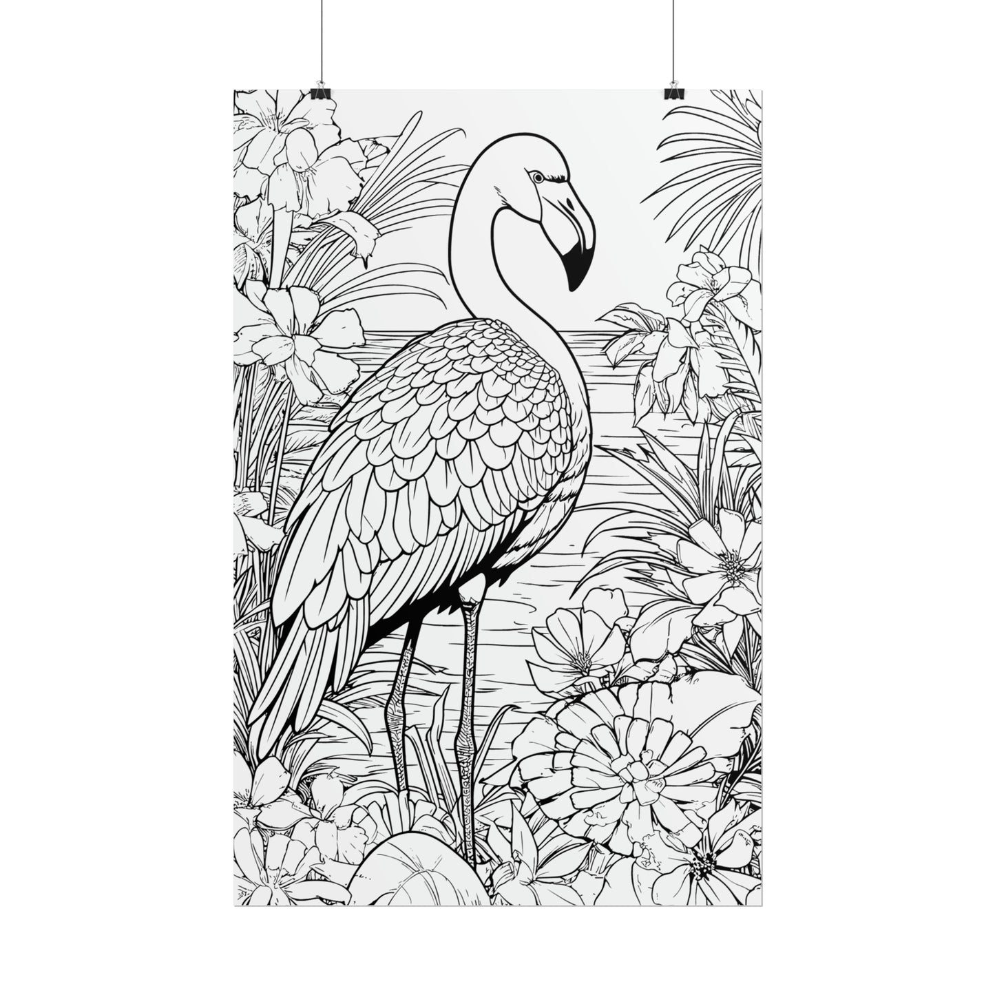 Flamingo Exotic Bird Coloring Art Posters