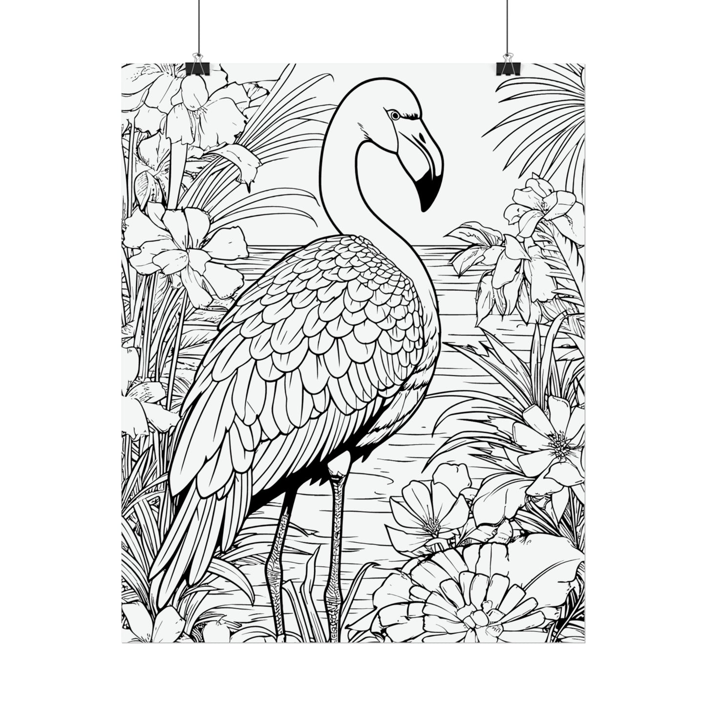 Flamingo Exotic Bird Coloring Art Posters