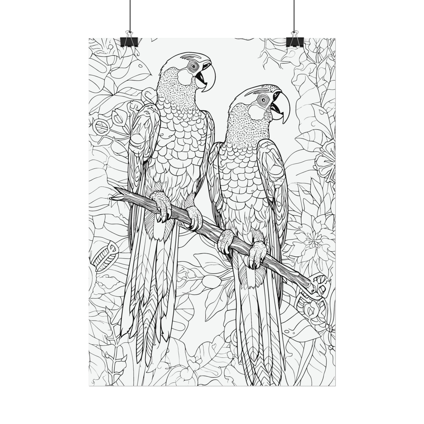 Macaw Parrots Exotic Bird Coloring Art Posters