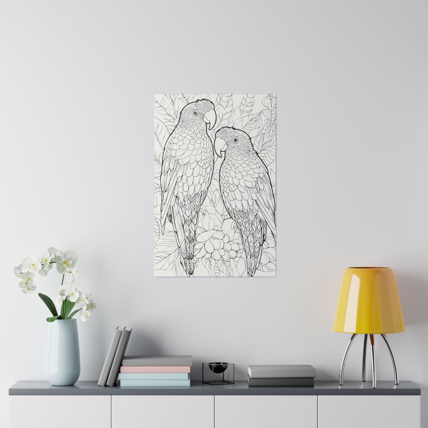 Amazon Parrots Coloring Canvas, Stretched, 0.75"