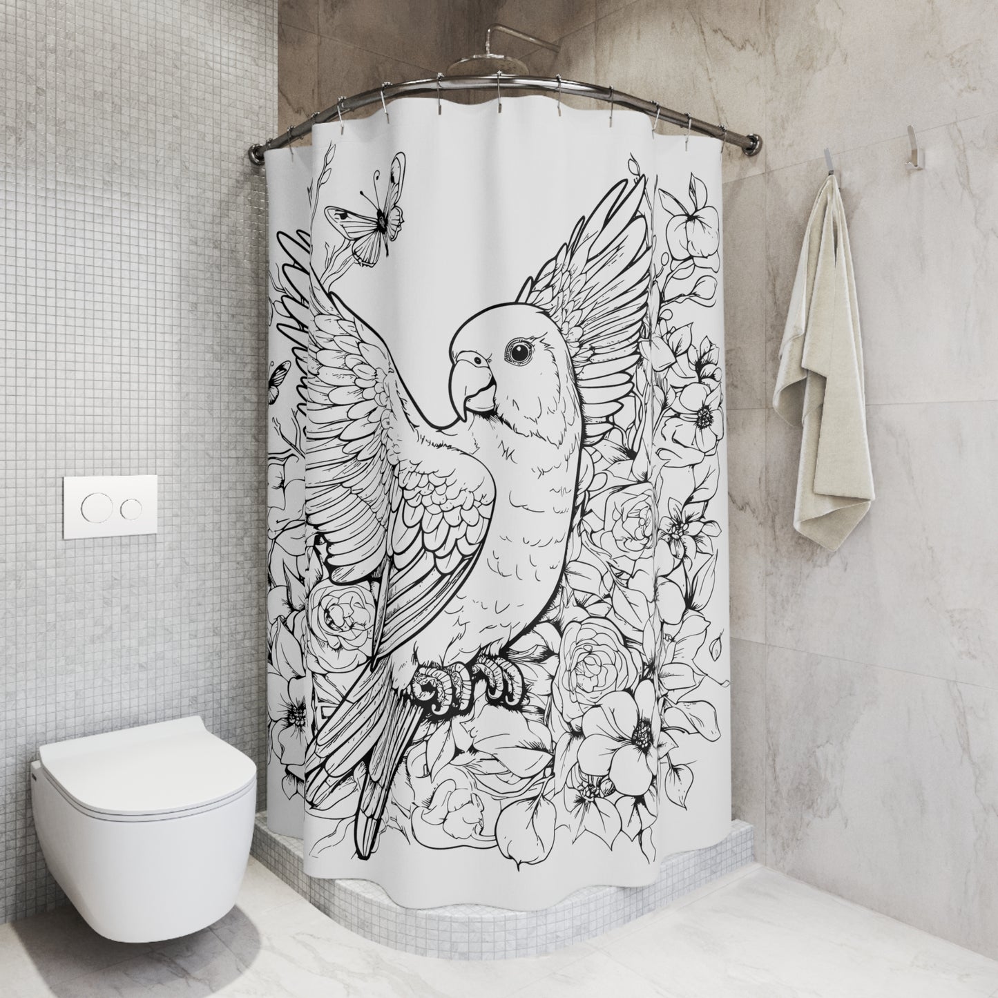 Parakeet Pen & Ink Art Shower Curtain