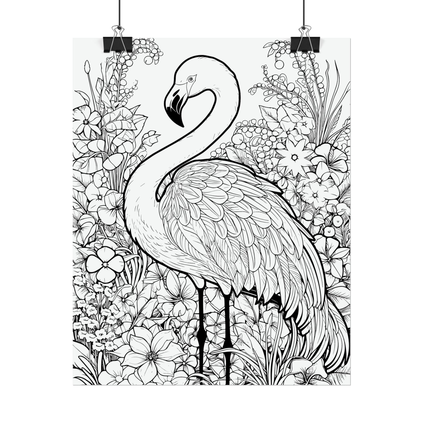 Flamingo Exotic Bird Coloring Art Posters