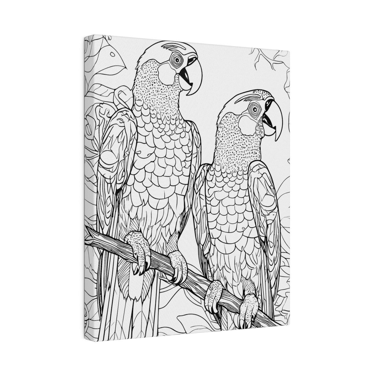 Macaw Parrots Coloring Canvas, Stretched, 0.75"