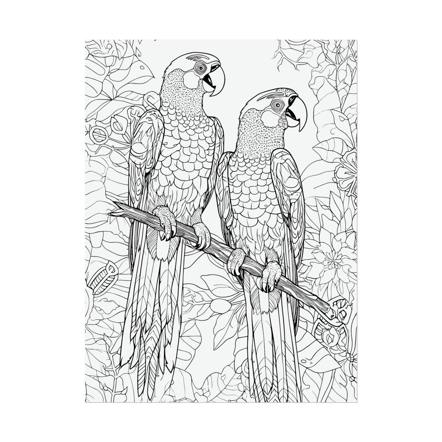 Macaw Parrots Exotic Bird Coloring Art Posters