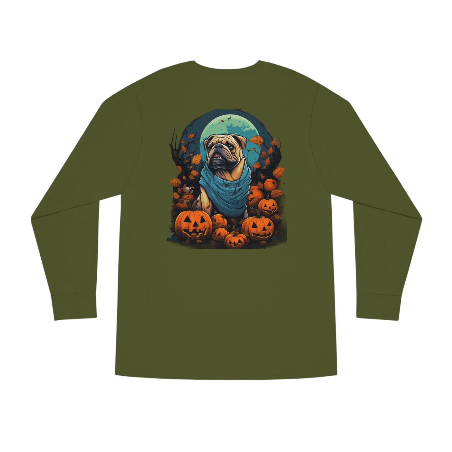 Halloween Bulldog Long Sleeve Crewneck Tee