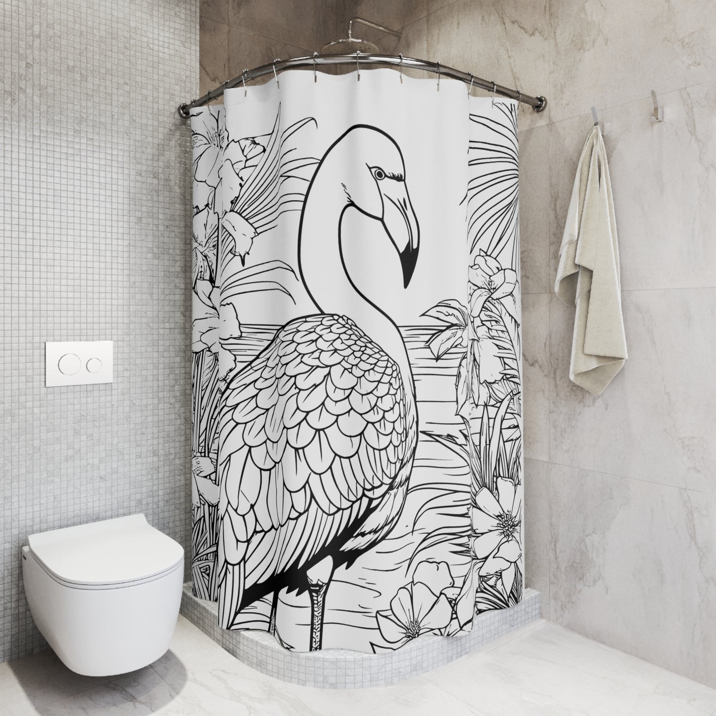 Copy of Flamingo Pen & Ink Art Shower Curtain