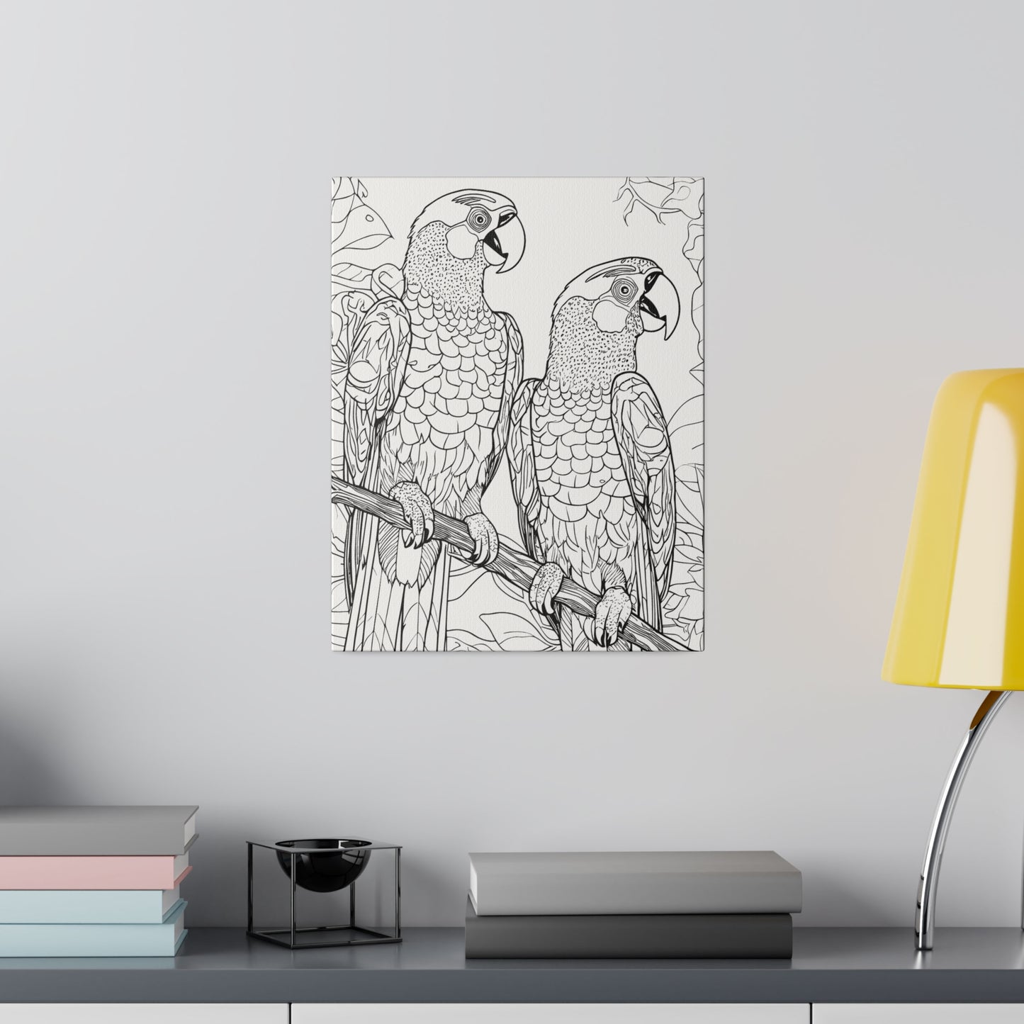 Macaw Parrots Coloring Canvas, Stretched, 0.75"