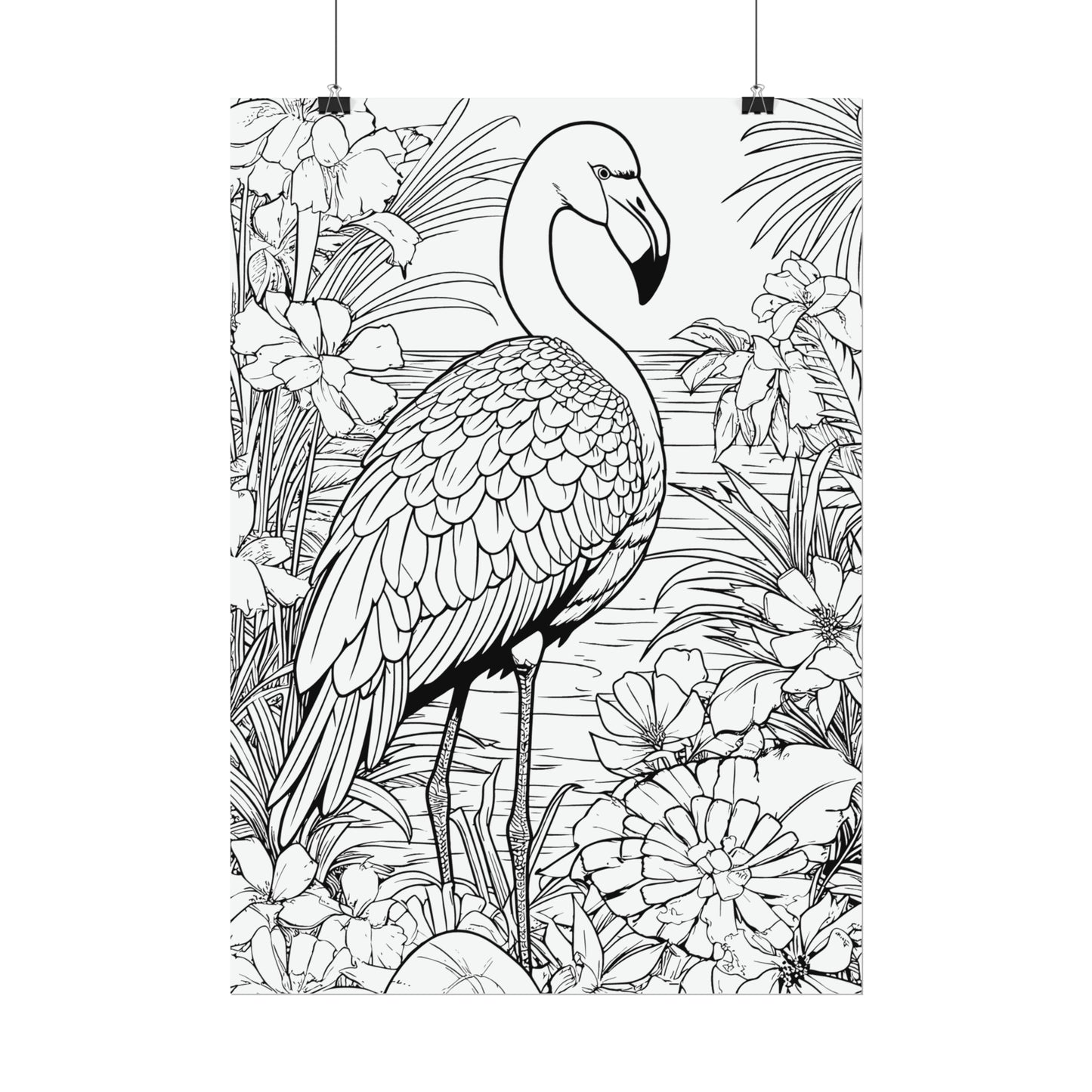 Flamingo Exotic Bird Coloring Art Posters