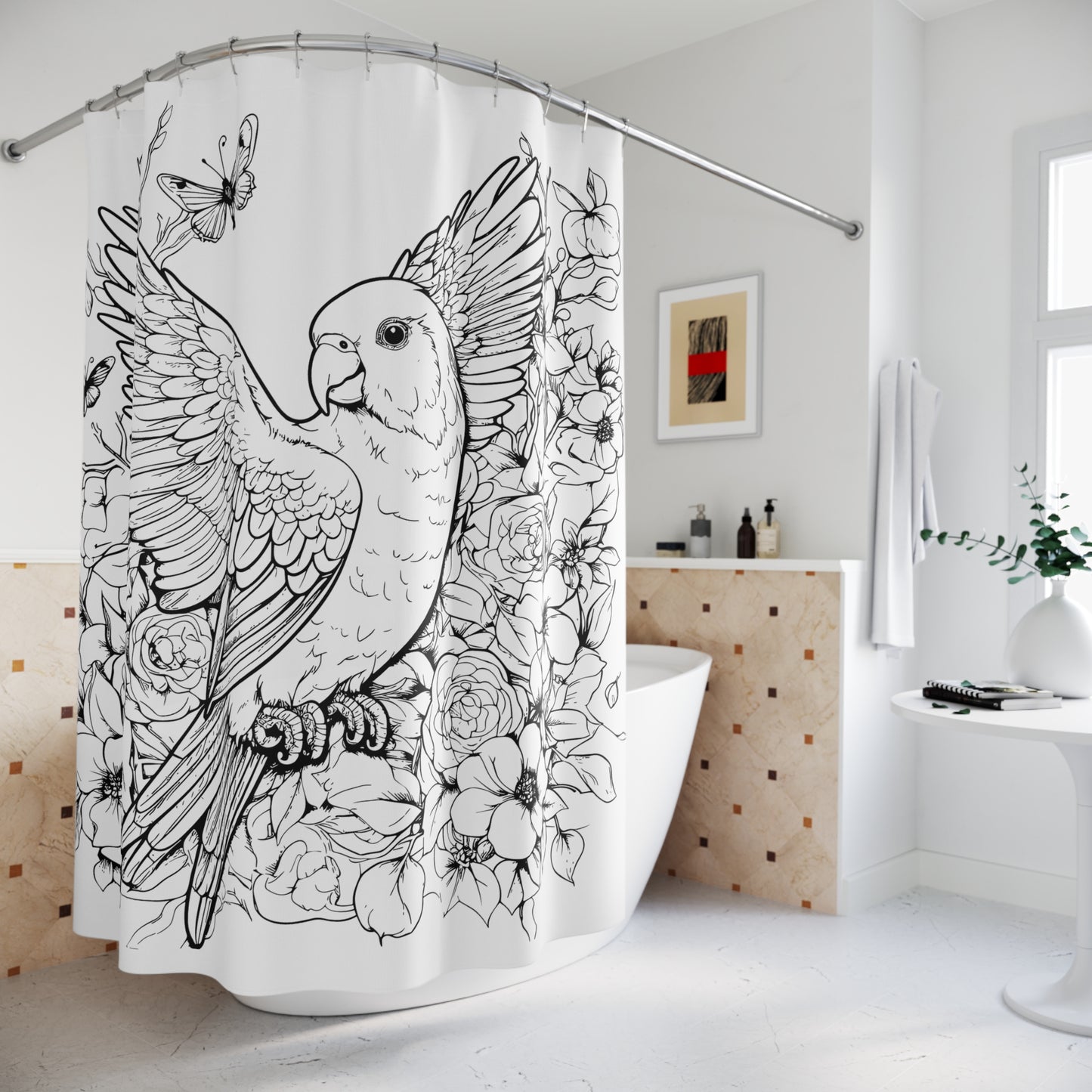 Parakeet Pen & Ink Art Shower Curtain