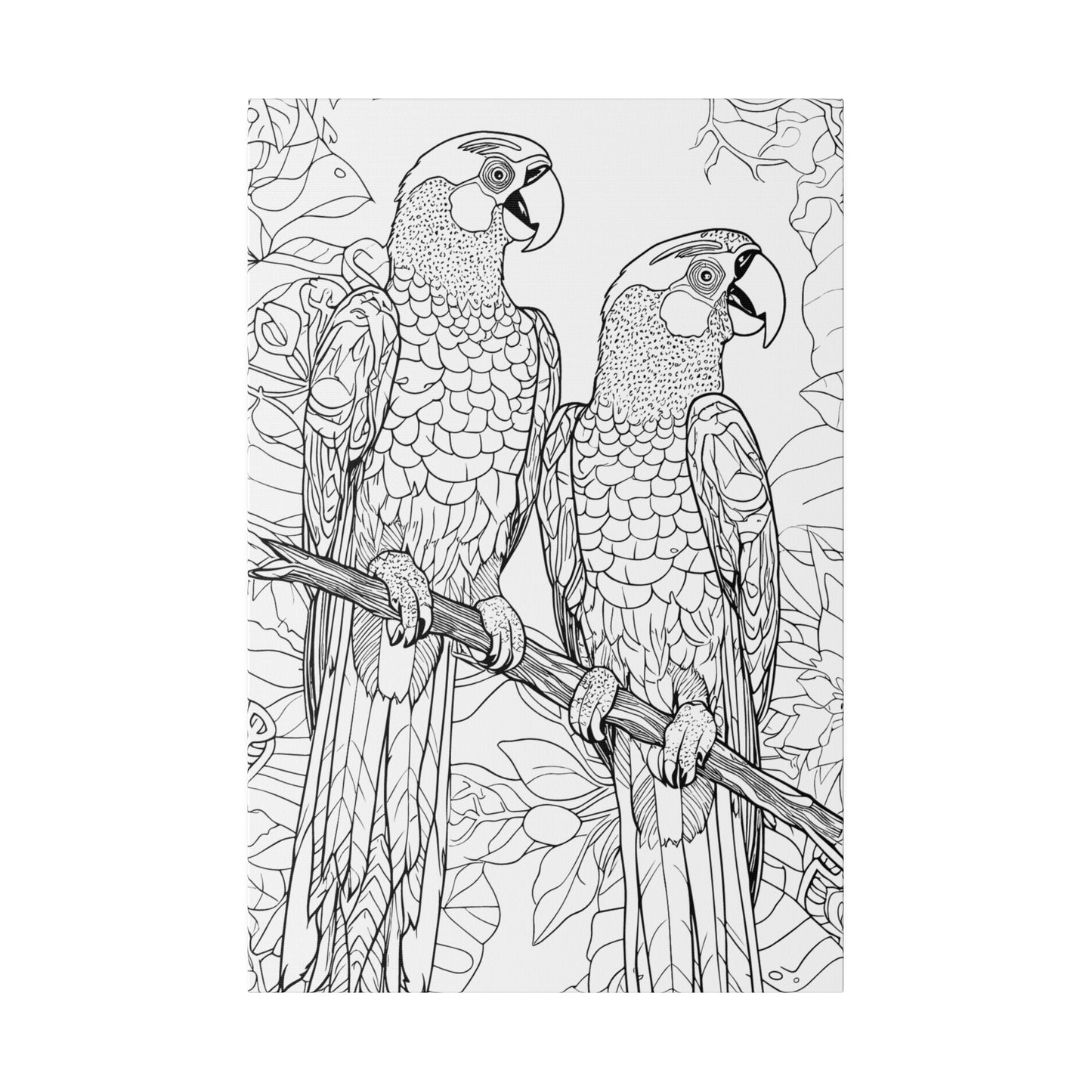 Macaw Parrots Coloring Canvas, Stretched, 0.75"