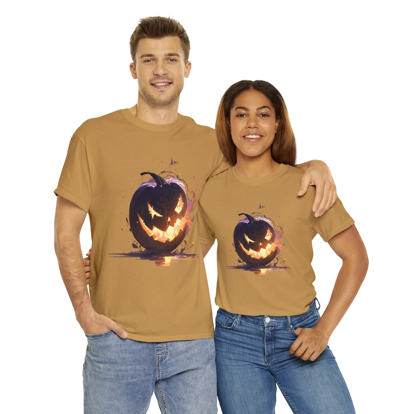 Halloween Scary Pumpkin Unisex Heavy Cotton Tee