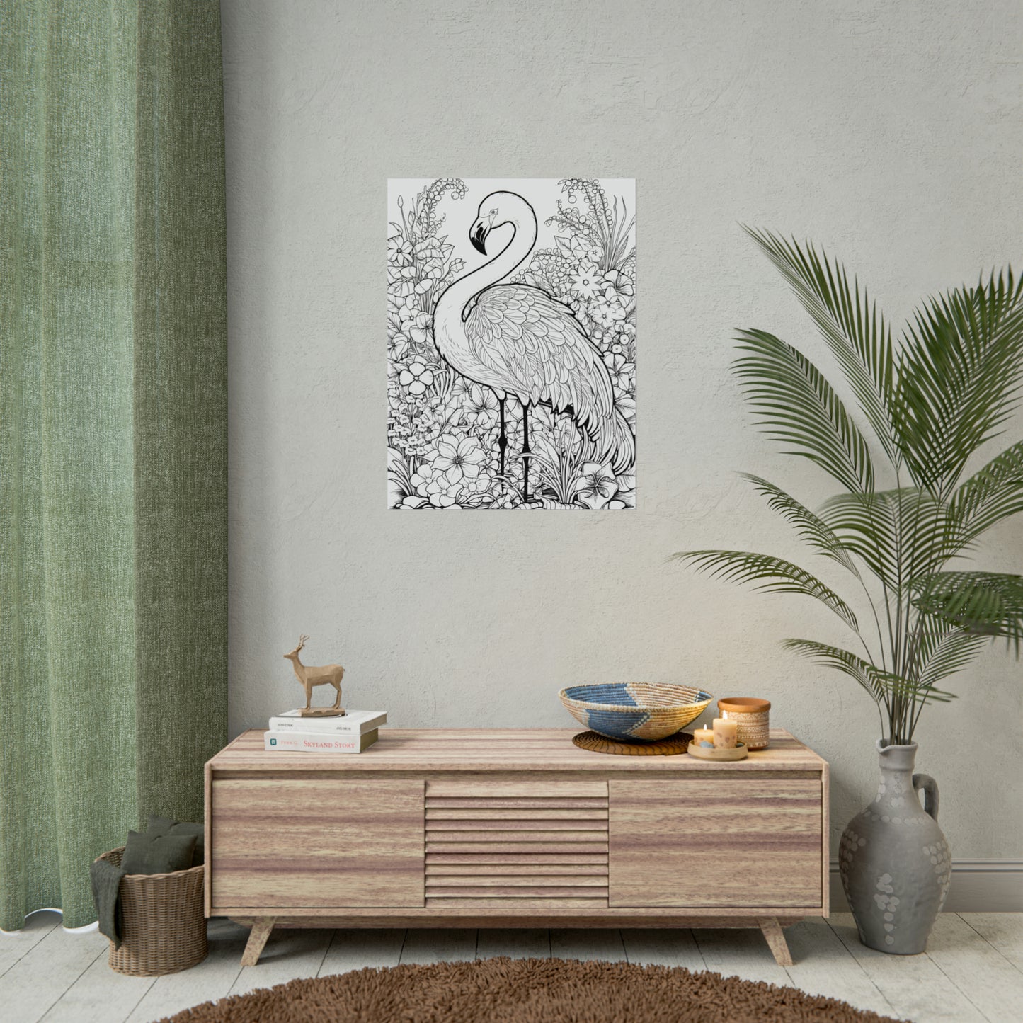 Flamingo Exotic Bird Coloring Art Posters