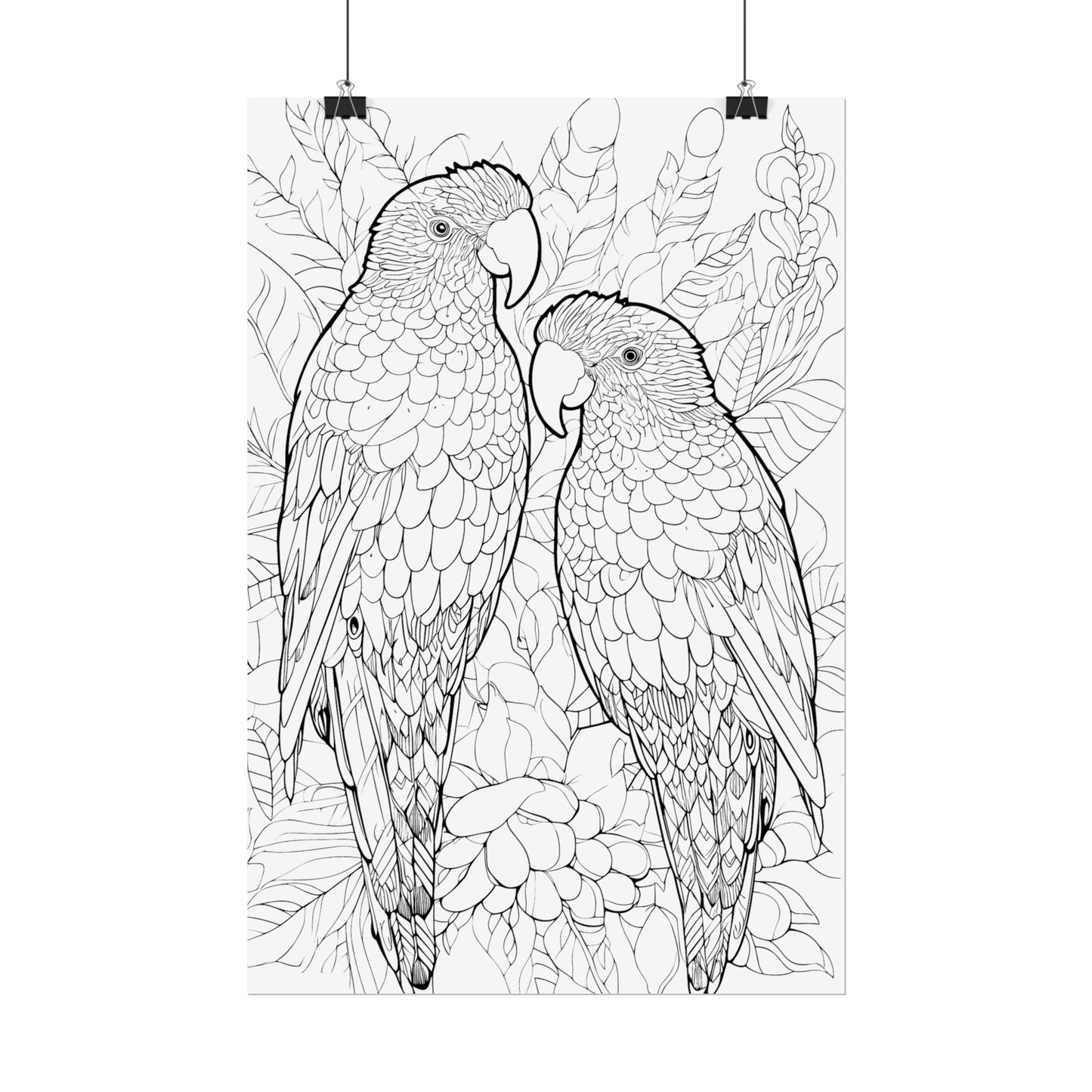 Amazon Parrots Exotic Bird Coloring Art Posters