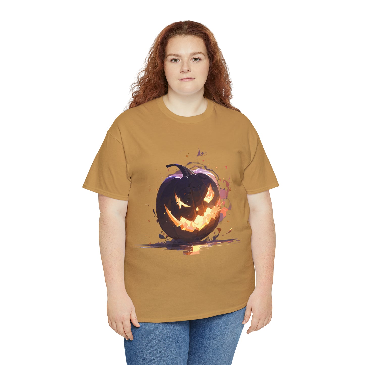 Halloween Scary Pumpkin Unisex Heavy Cotton Tee