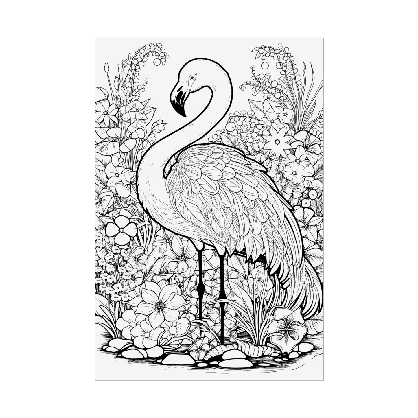 Flamingo Exotic Bird Coloring Art Posters