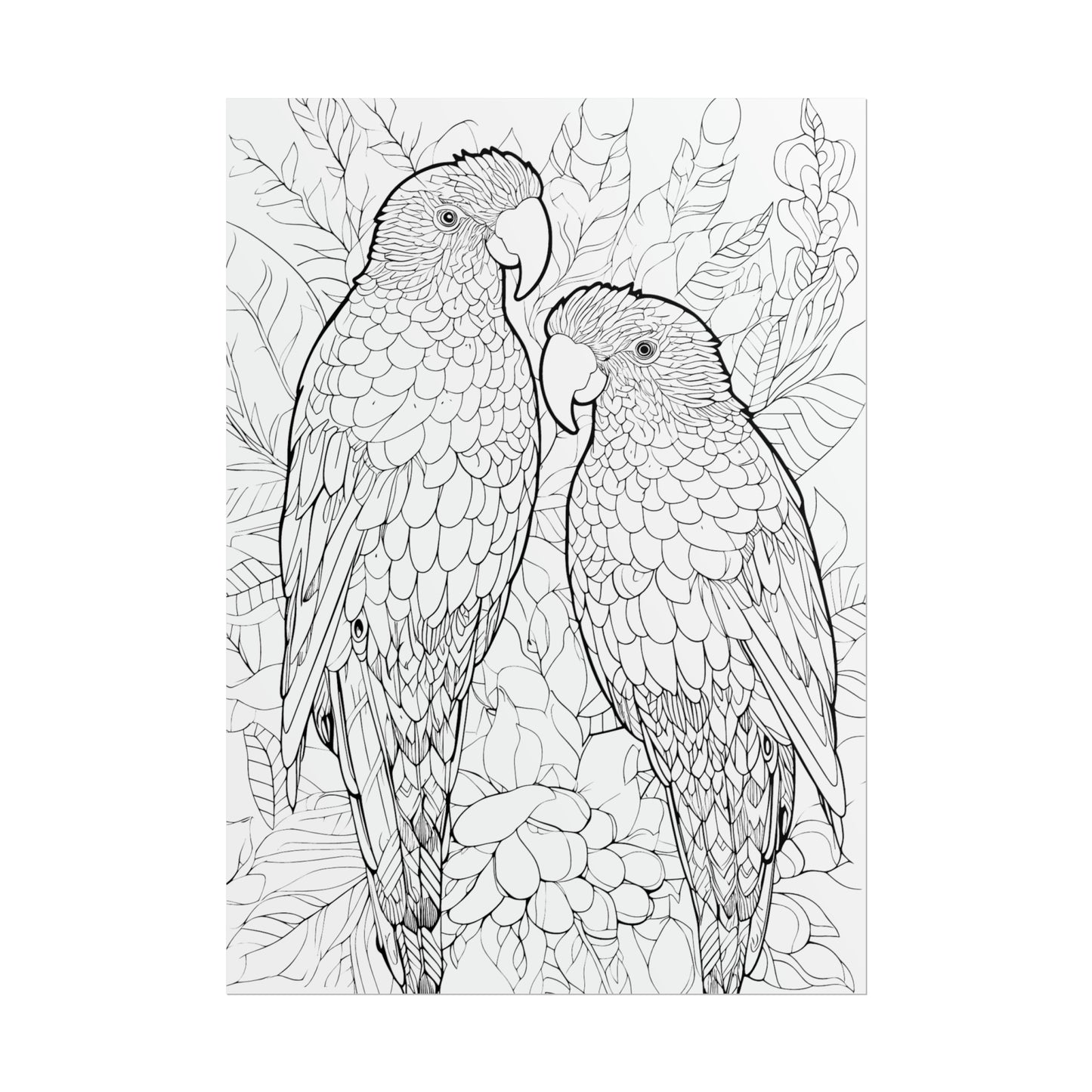 Amazon Parrots Exotic Bird Coloring Art Posters