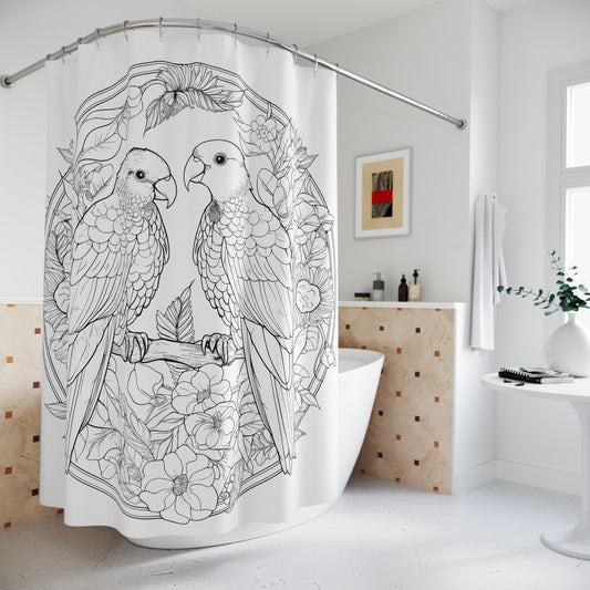 Copy of Lovebirds Pen & Ink Art Shower Curtain