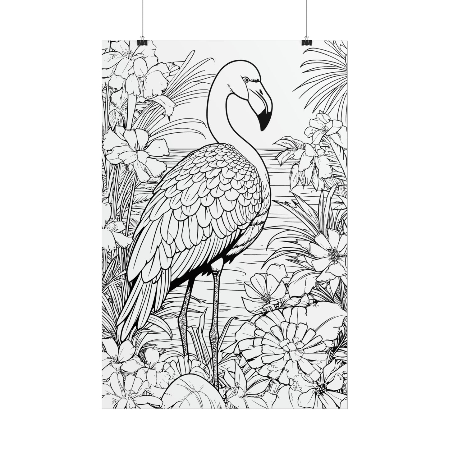 Flamingo Exotic Bird Coloring Art Posters