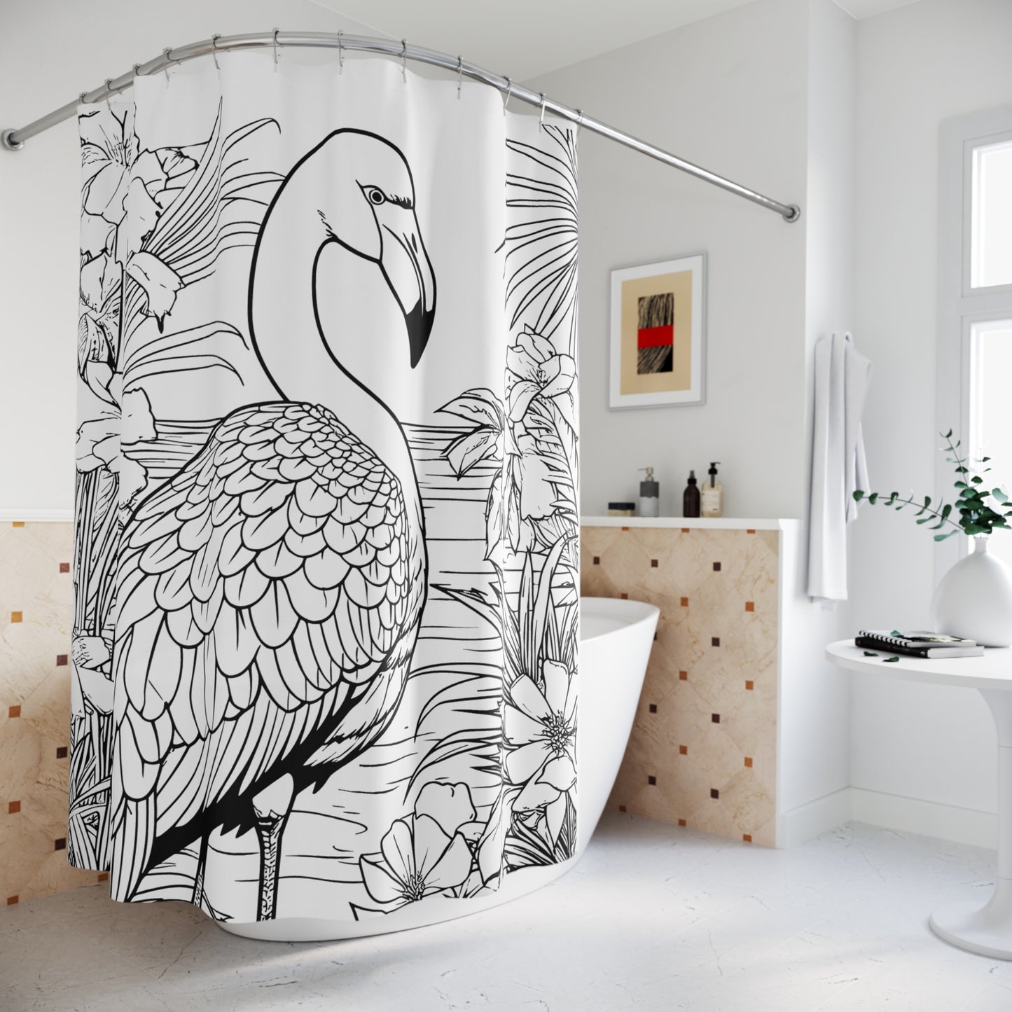 Copy of Flamingo Pen & Ink Art Shower Curtain