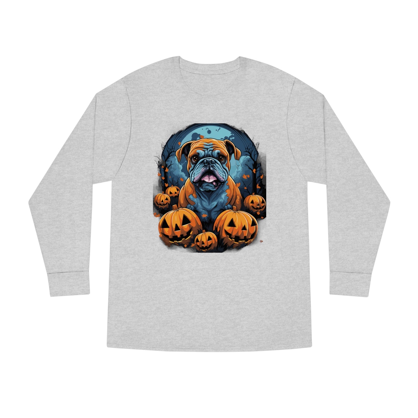 Halloween Bulldog Long Sleeve Crewneck Tee