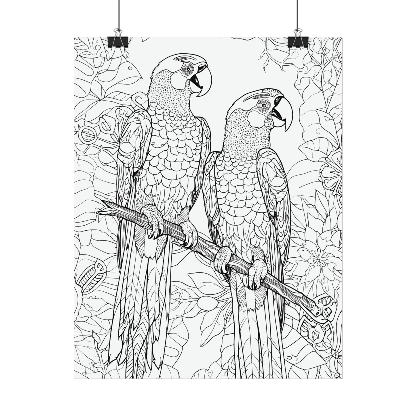 Macaw Parrots Exotic Bird Coloring Art Posters