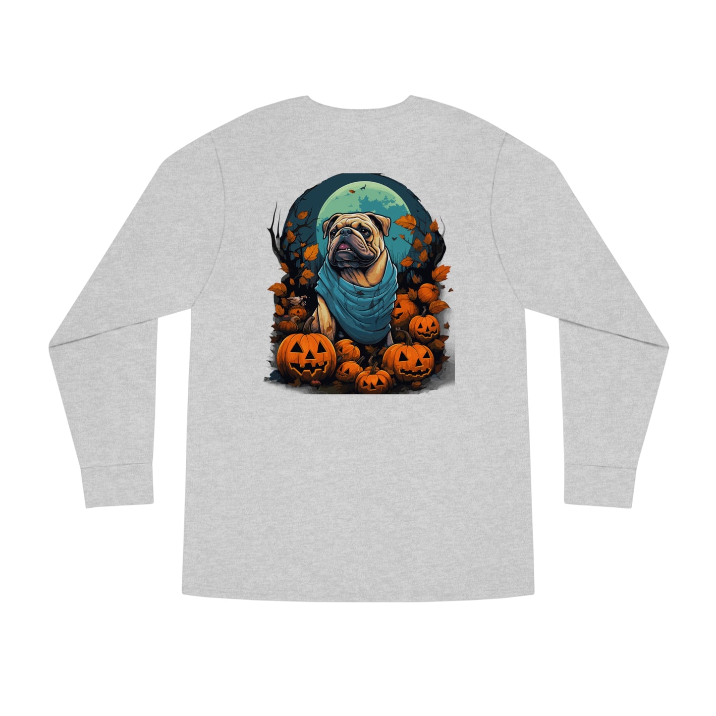 Halloween Bulldog Long Sleeve Crewneck Tee