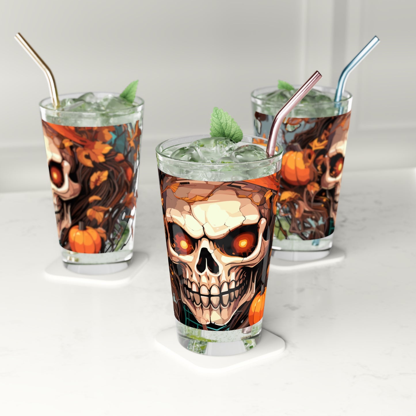 Halloween Scary Pumpkin Pint Glass, 16oz