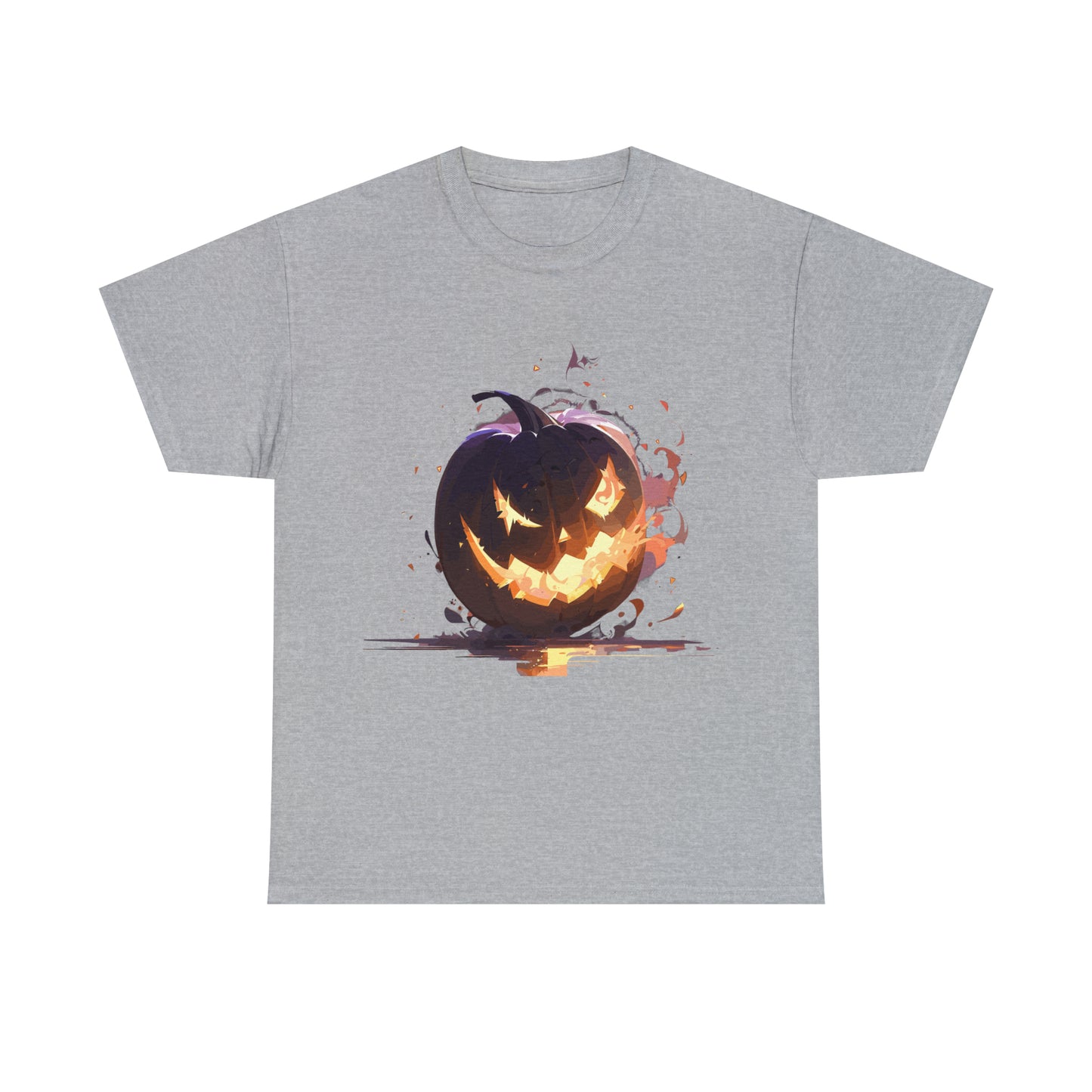 Halloween Scary Pumpkin Unisex Heavy Cotton Tee