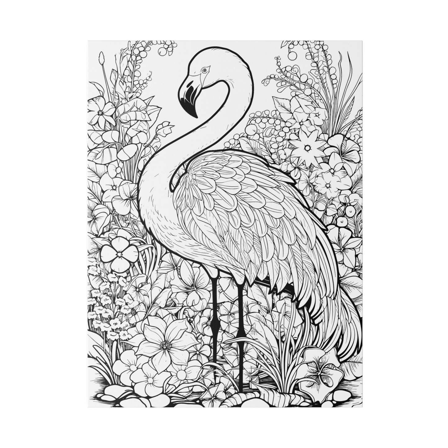 Copy of Flamingo Coloring Canvas, Stretched, 0.75"