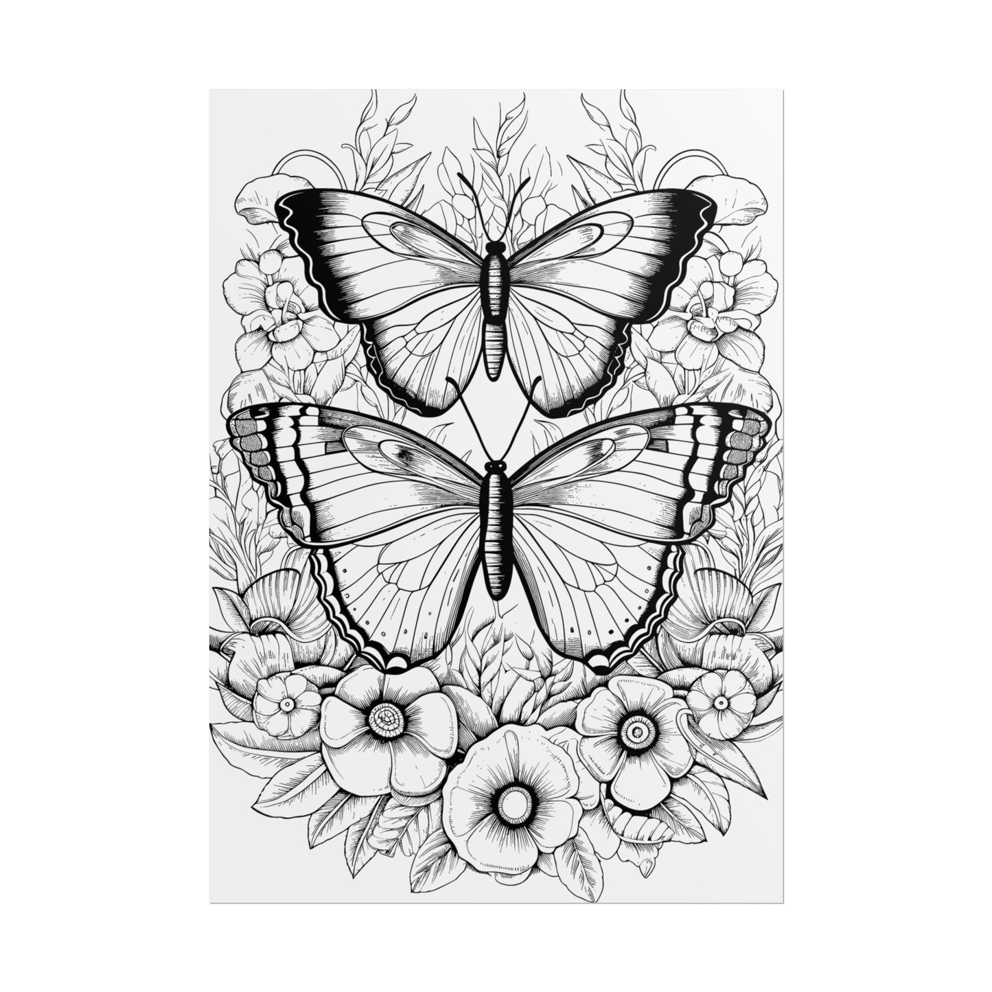 Butterfly Coloring Art Posters