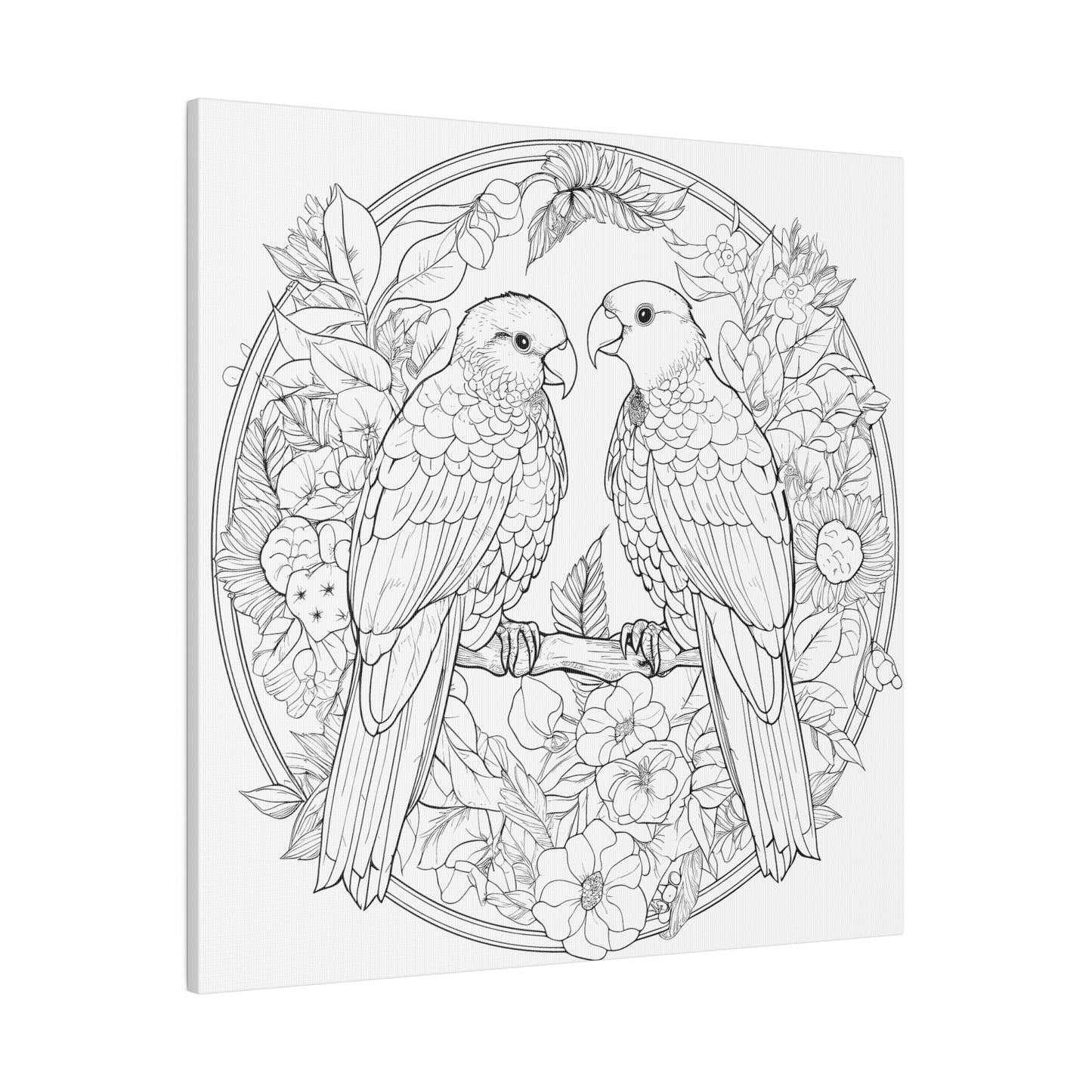 Lovebirds Coloring Canvas, Stretched, 0.75"